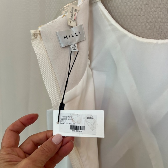 Milly Paneled Sheath Dress Off White Sz12 NWT - Picture 6 of 16
